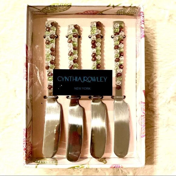 Cynthia Rowley Jeweled Spreader Set of of Four Handcrafted Tableware NWT - Picture 3 of 14